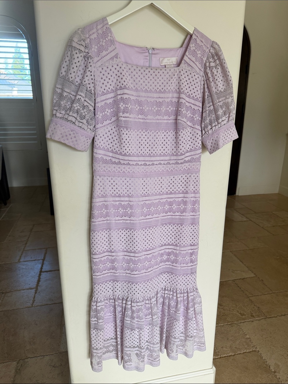 Rachel Parcell Lavender Lace midi tiered dress
